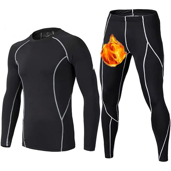 Echinodon Kinder Sportunterwäsche Fußball Junge Funktionsunterwäsche Set Kompressionsshirt + Kompressionshose Kompressionsunterwäsche für Training Skifahren Radsport (Fleecefutter-Grau, 158)