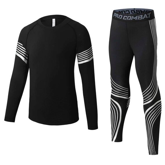 Echinodon Sportunterwäsche Kinder Fußball Jungen Mädchen Schnelltrockend Funktionsunterwäsche Kompressionsunterwäsche Set für Fitness Running Fußballtraining Basketball Radsport A-Silber 30