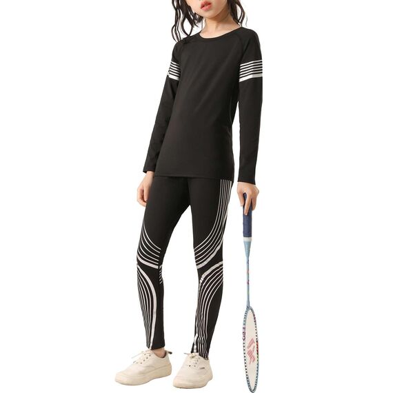 Echinodon Sportunterwäsche Kinder Fußball Jungen Mädchen Schnelltrockend Funktionsunterwäsche Kompressionsunterwäsche Set für Fitness Running Fußballtraining Basketball Radsport A-Silber S