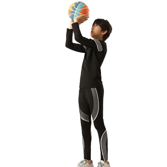 Echinodon Sportunterwäsche Kinder Fußball Jungen Mädchen Schnelltrockend Funktionsunterwäsche Kompressionsunterwäsche Set für Fitness Running Fußballtraining Basketball Radsport A-Silber S