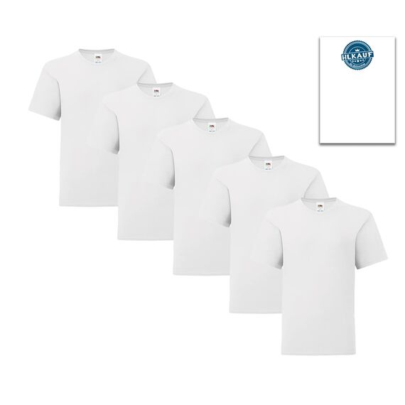 Fruit of the Loom 5 Kinder T-Shirts Valueweight 104 116 128 140 152 Diverse Farbsets auswählbar 100% Baumwolle (164, 5X Weiss & 1 HL Kauf Block)