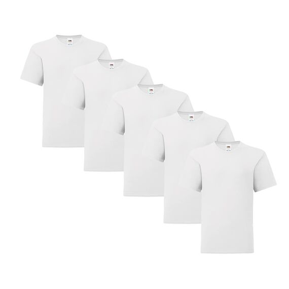 Fruit of the Loom 5 Kinder T-Shirts Valueweight 104 116 128 140 152 Diverse Farbsets auswählbar 100% Baumwolle (164, 5X Weiss & 1 HL Kauf Block)