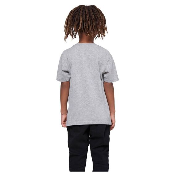 Build Your Brand Kinder T Shirt Basic – Rundhals Kurzarm Tee aus Baumwolle mit klassischer Passform für Alltag Schule Sommer und Freizeit Outfits,Heather Grey,110-116