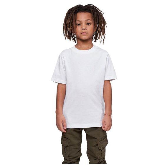 Build Your Brand Kinder T Shirt Basic – Rundhals Kurzarm Tee aus Baumwolle mit klassischer Passform für Alltag Schule Sommer und Freizeit Outfits,Weiß,146-152