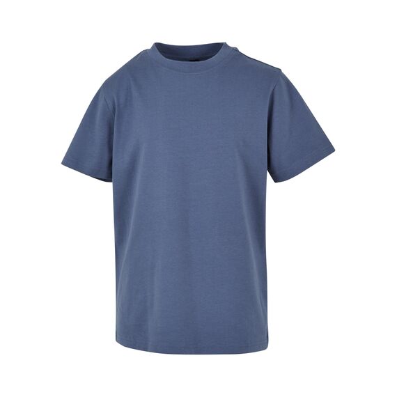 Build Your Brand Kinder T Shirt Basic – Rundhals Kurzarm Tee aus Baumwolle mit klassischer Passform für Alltag Schule Sommer und Freizeit Outfits,Blau,122-128