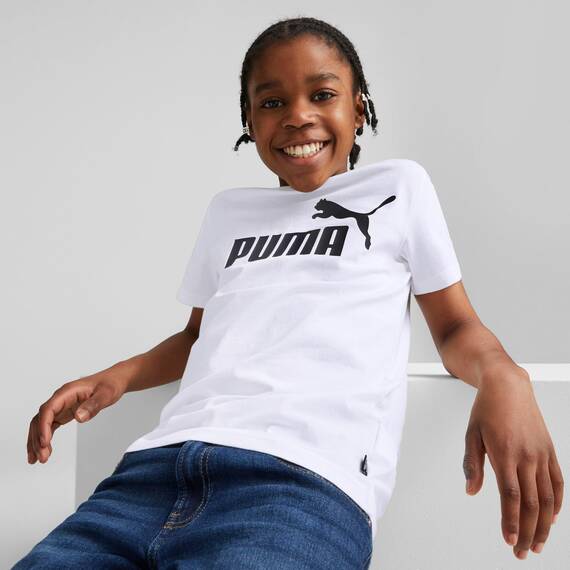 PUMA Jungen Ess Logo Tee B T-shirt, Puma White, 176 EU