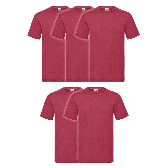 Fruit of the Loom 5er Pack Valueweight T Kids Kinder T-Shirt, Größe:116, Farbe:5X Vintage rot meliert