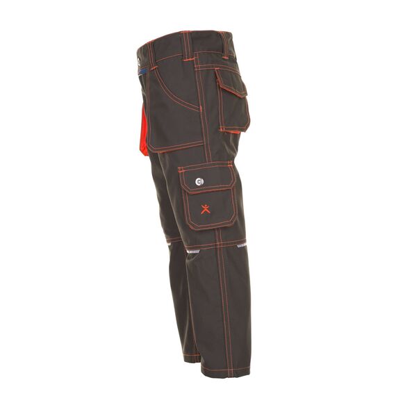 Planam 6112098 Kinderhose - Farbe oliv/orange - Doppelgrößen (Größennummer = Körpergröße) 98