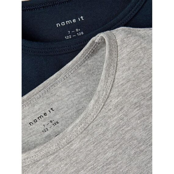 NAME IT Jungen Nkmt-shirt Slim 2p Noos T Shirt, Dark Sapphire/Pack:w/ Grey Melange, 158-164 EU