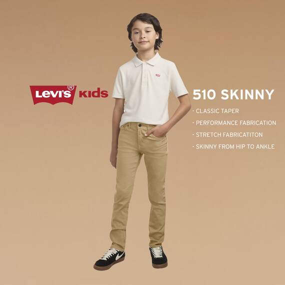 Levi's Boys' 510 Skinny Fit Performance Jungen Jeans, Kaki, hell, 12