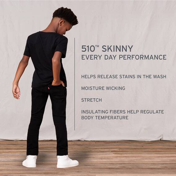 Levi's Jungen 510 Skinny Fit Performance Jeans, Schwarz Stretch, 10