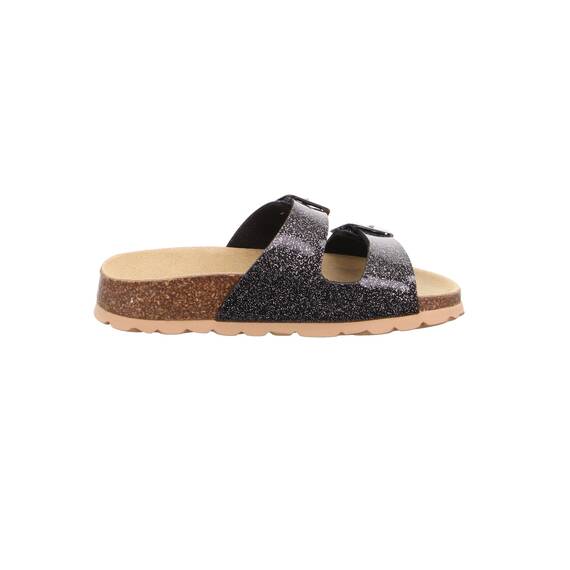 Superfit Fussbettpantoffel Hausschuhe 0-800111 Pantoffeln Schwarz Silber 010025 EU Mädchen