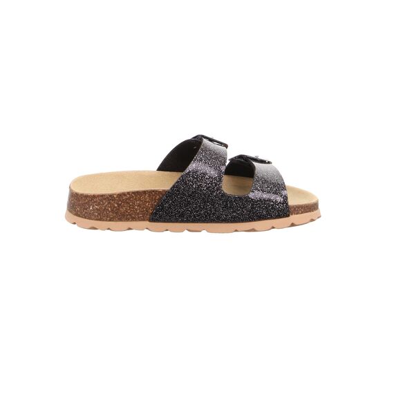 Superfit Fussbettpantoffel Hausschuhe 0-800111 Pantoffeln Schwarz Silber 010026 EU Mädchen