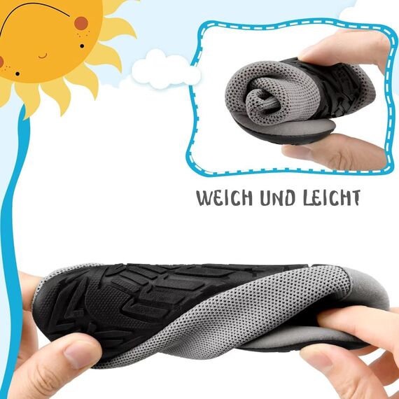 Kyopp Hausschuhe Kinder Junge Mädchen Kleinkinder Schuhe Barfussschuhe für Lauflernschuhe Kindergarten Pantoffeln Atmungsaktive Rutschfest Weich Unisex(Fuchs 20/21EU)