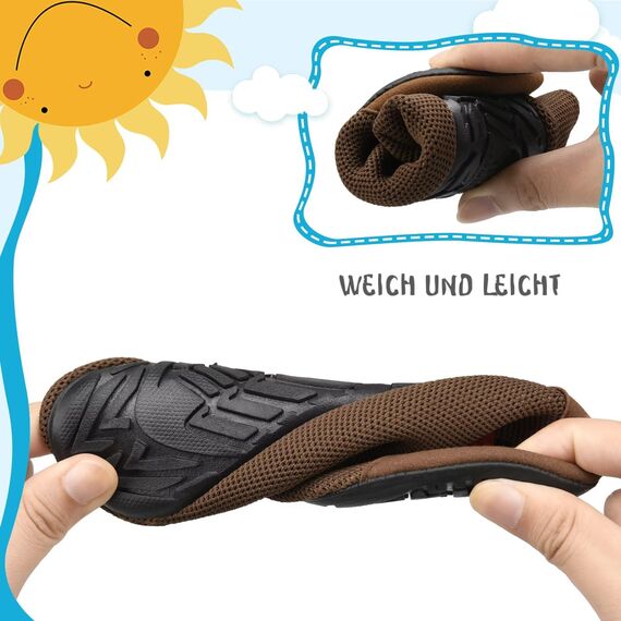Kyopp Hausschuhe Kinder Junge Mädchen Pantoffeln Atmungsaktive Rutschfest Weich Barfussschuhe für Lauflernschuhe Kleinkinder Schuhe Kindergarten Unisex (Fuchs Dunkle Kaffeefarbe 20/21EU)