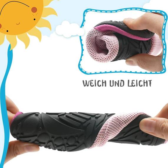 Kyopp Hausschuhe Kinder Junge Mädchen Pantoffeln Atmungsaktive Rutschfest Weich Barfussschuhe für Lauflernschuhe Kleinkinder Schuhe Kindergarten Unisex (Einhorn Rosa(Abstrakt) 32/33EU)