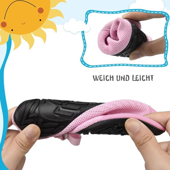 Kyopp Hausschuhe Kinder Junge Mädchen Pantoffeln Atmungsaktive Rutschfest Weich Barfussschuhe für Lauflernschuhe Kleinkinder Schuhe Kindergarten Unisex (Fuchs Rosa 26/27EU)