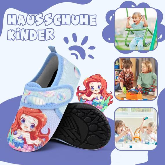 Kyopp Hausschuhe Kinder Junge Mädchen Pantoffeln Atmungsaktive Rutschfest Weich Barfussschuhe für Lauflernschuhe Kleinkinder Schuhe Kindergarten Unisex (Bubble Meerjungfrau 26/27EU)