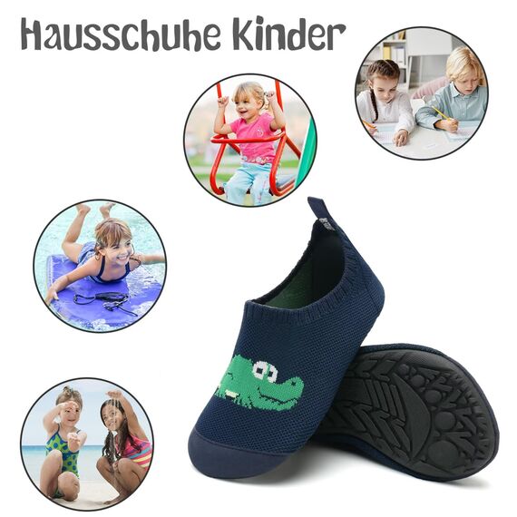 Kyopp Hausschuhe Kinder Junge Mädchen Pantoffeln Atmungsaktive Rutschfest Weich Barfussschuhe für Lauflernschuhe Kleinkinder Schuhe Kindergarten Unisex (Krokodil 30/31EU)