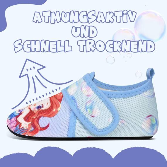 Kyopp Hausschuhe Kinder Junge Mädchen Pantoffeln Atmungsaktive Rutschfest Weich Barfussschuhe für Lauflernschuhe Kleinkinder Schuhe Kindergarten Unisex (Bubble Meerjungfrau 26/27EU)