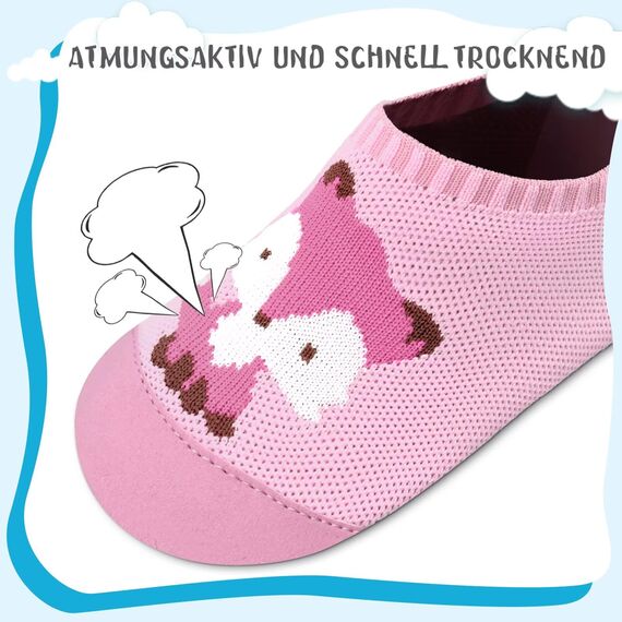 Kyopp Hausschuhe Kinder Junge Mädchen Pantoffeln Atmungsaktive Rutschfest Weich Barfussschuhe für Lauflernschuhe Kleinkinder Schuhe Kindergarten Unisex (Fuchs Rosa 26/27EU)