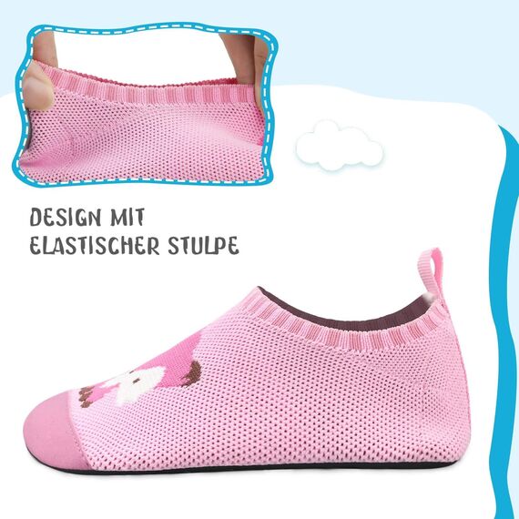Kyopp Hausschuhe Kinder Junge Mädchen Pantoffeln Atmungsaktive Rutschfest Weich Barfussschuhe für Lauflernschuhe Kleinkinder Schuhe Kindergarten Unisex (Fuchs Rosa 26/27EU)
