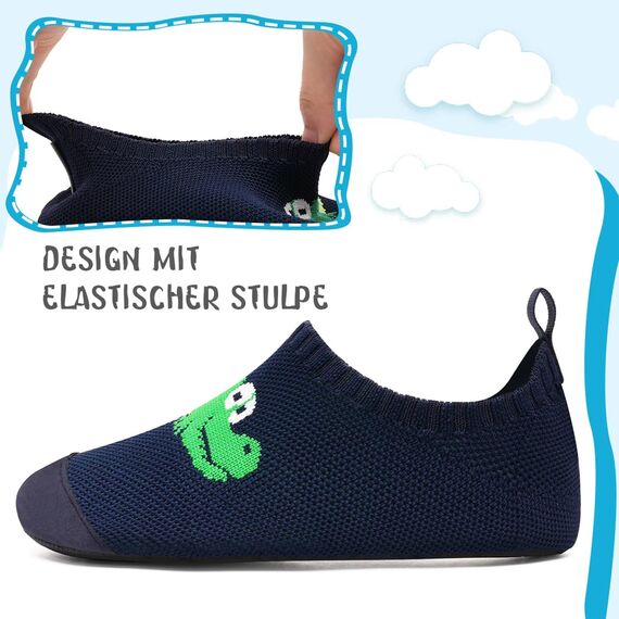 Kyopp Hausschuhe Kinder Junge Mädchen Pantoffeln Atmungsaktive Rutschfest Weich Barfussschuhe für Lauflernschuhe Kleinkinder Schuhe Kindergarten Unisex (Krokodil 36/37EU)