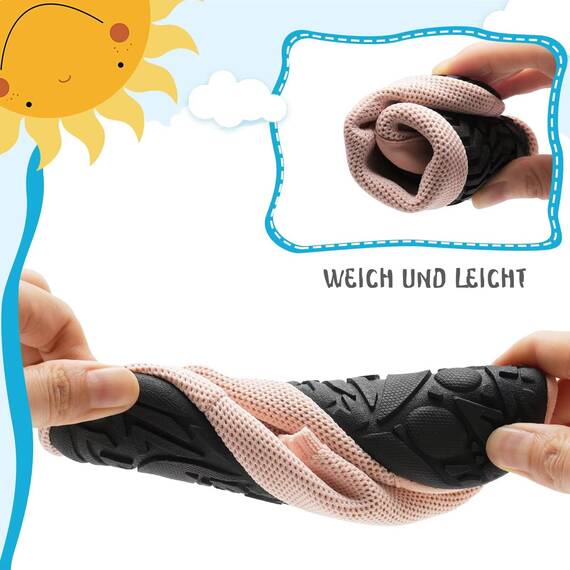 Kyopp Hausschuhe Kinder Junge Mädchen Pantoffeln Atmungsaktive Rutschfest Weich Barfussschuhe für Lauflernschuhe Kleinkinder Schuhe Kindergarten Unisex (Rosa Einhorn 34/35EU)