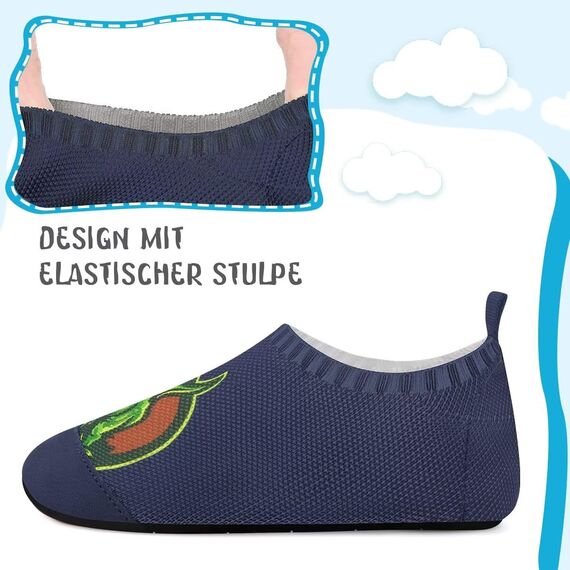 Kyopp Hausschuhe Kinder Junge Mädchen Pantoffeln Atmungsaktive Rutschfest Weich Barfussschuhe für Lauflernschuhe Kleinkinder Schuhe Kindergarten Unisex (Dinosaurier 34/35EU)