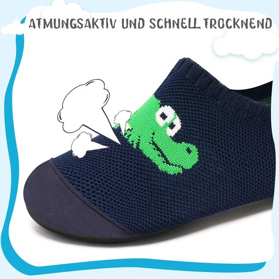 Kyopp Hausschuhe Kinder Junge Mädchen Pantoffeln Atmungsaktive Rutschfest Weich Barfussschuhe für Lauflernschuhe Kleinkinder Schuhe Kindergarten Unisex (Krokodil 36/37EU)
