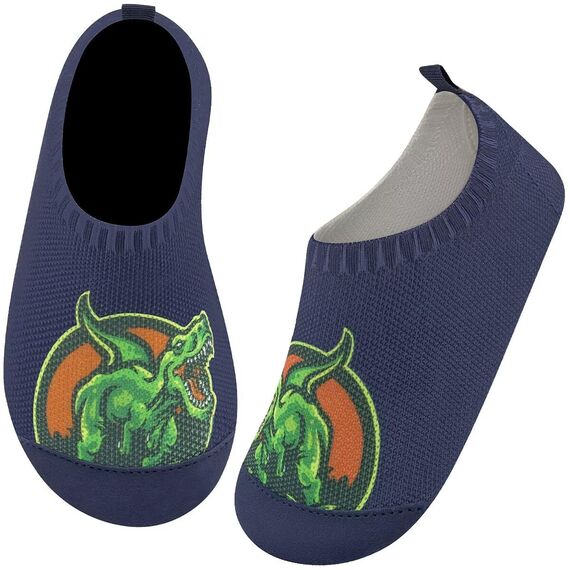 Kyopp Hausschuhe Kinder Junge Mädchen Pantoffeln Atmungsaktive Rutschfest Weich Barfussschuhe für Lauflernschuhe Kleinkinder Schuhe Kindergarten Unisex (Dinosaurier 34/35EU)