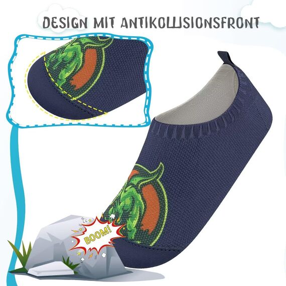 Kyopp Hausschuhe Kinder Junge Mädchen Pantoffeln Atmungsaktive Rutschfest Weich Barfussschuhe für Lauflernschuhe Kleinkinder Schuhe Kindergarten Unisex (Dinosaurier 34/35EU)