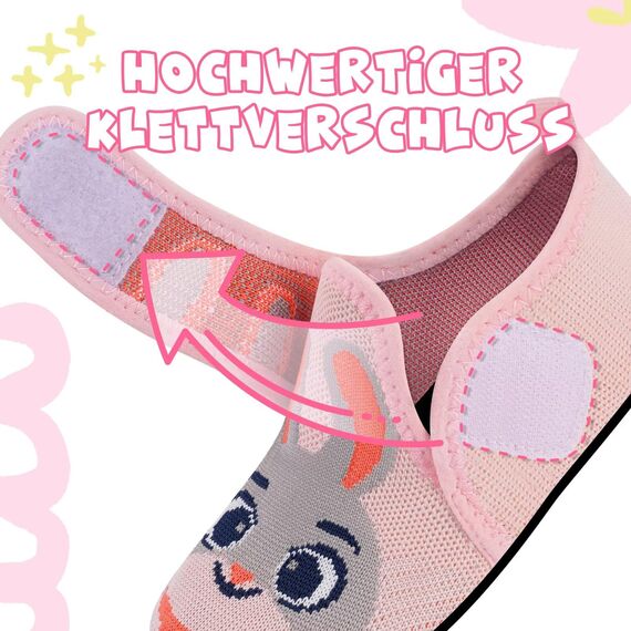 Kyopp Hausschuhe Kinder Junge Mädchen Pantoffeln Atmungsaktive Rutschfest Weich Barfussschuhe für Lauflernschuhe Kleinkinder Schuhe Kindergarten Unisex (Rosa Hase 34/35EU)