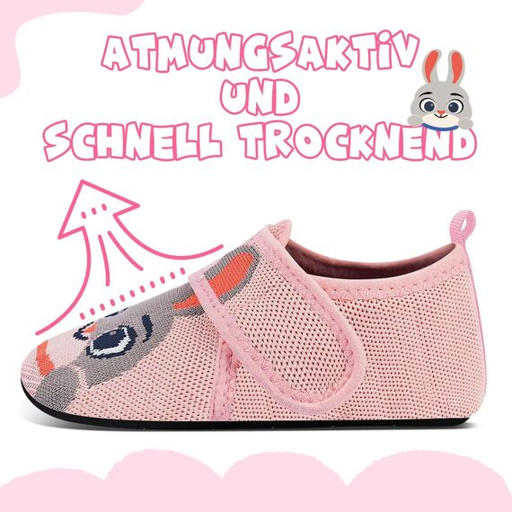 Kyopp Hausschuhe Kinder Junge Mädchen Pantoffeln Atmungsaktive Rutschfest Weich Barfussschuhe für Lauflernschuhe Kleinkinder Schuhe Kindergarten Unisex (Rosa Hase 34/35EU)