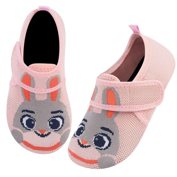 Kyopp Hausschuhe Kinder Junge Mädchen Pantoffeln Atmungsaktive Rutschfest Weich Barfussschuhe für Lauflernschuhe Kleinkinder Schuhe Kindergarten Unisex (Rosa Hase 34/35EU)