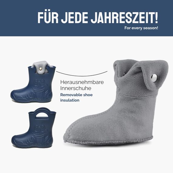 Ladeheid EVA Kinder Jungen Mädchen Gummistiefel Regenschuhe gefüttert Regenstiefel Gummischuhe LA-CA-04 Marineblau, 28/29 EU