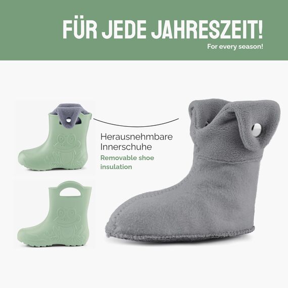 Ladeheid EVA Kinder Jungen Mädchen Gummistiefel Regenschuhe gefüttert Regenstiefel Gummischuhe LA-CA-04 Olivegrün, 22/23 EU