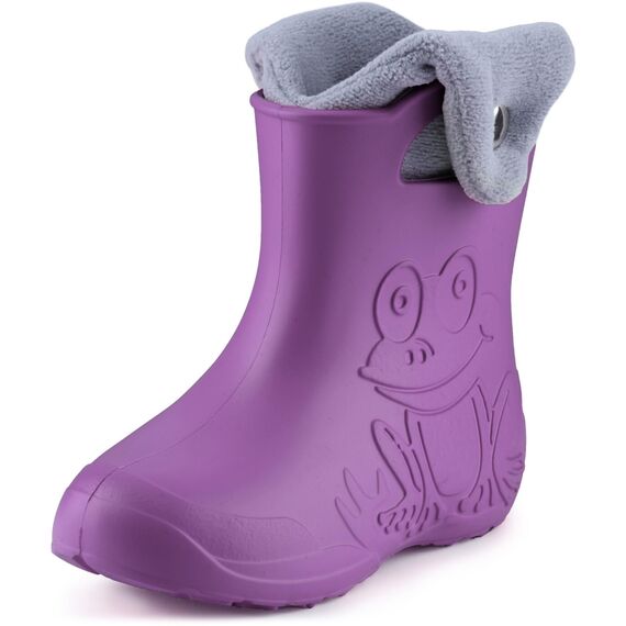 Ladeheid EVA Kinder Jungen Mädchen Gummistiefel Regenschuhe gefüttert Regenstiefel Gummischuhe LA-CA-04 (Lilla/Grau, 24/25 EU)