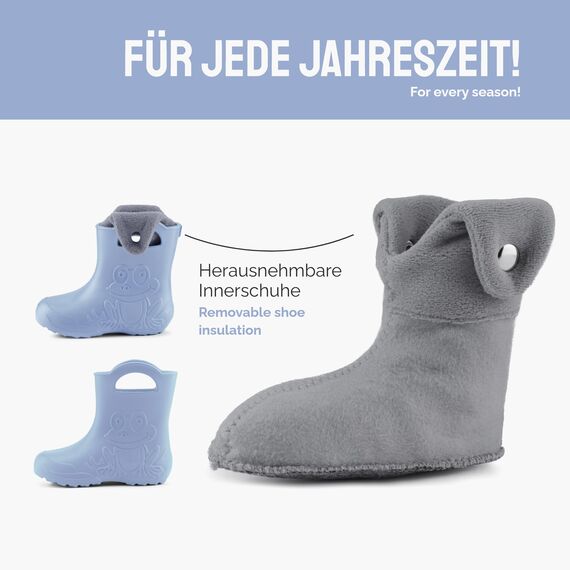 Ladeheid EVA Kinder Jungen Mädchen Gummistiefel Regenschuhe gefüttert Regenstiefel Gummischuhe LA-CA-04 (Hellblau, 24/25 EU)