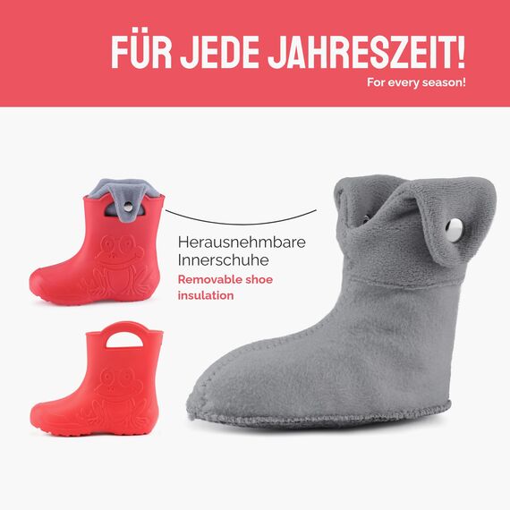 Ladeheid EVA Kinder Jungen Mädchen Gummistiefel Regenschuhe gefüttert Regenstiefel Gummischuhe LA-CA-04 (Koralle/Grau, 30/31 EU)