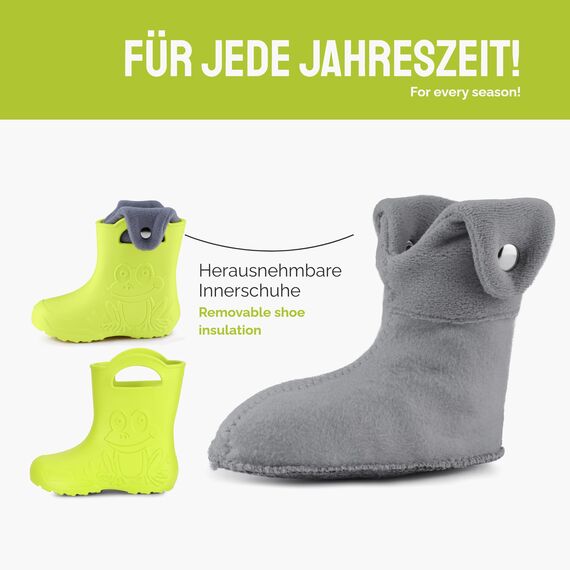 Ladeheid EVA Kinder Jungen Mädchen Gummistiefel Regenschuhe gefüttert Regenstiefel Gummischuhe LA-CA-04 (Limone, 24/25 EU)