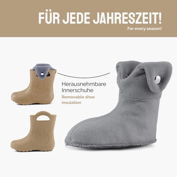 Ladeheid EVA Kinder Jungen Mädchen Gummistiefel Regenschuhe gefüttert Regenstiefel Gummischuhe LA-CA-04 Kamel, 26/27 EU