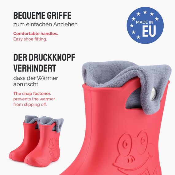 Ladeheid EVA Kinder Jungen Mädchen Gummistiefel Regenschuhe gefüttert Regenstiefel Gummischuhe LA-CA-04 (Koralle/Grau, 28/29 EU)