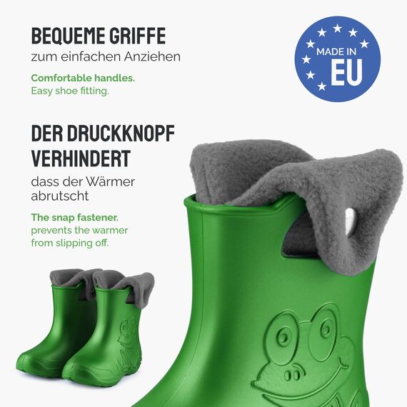 Ladeheid EVA Kinder Jungen Mädchen Gummistiefel Regenschuhe gefüttert Regenstiefel Gummischuhe LA-CA-04 (Smaragdgrün/Grau, 26/27 EU)