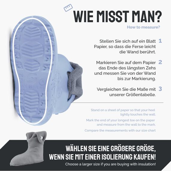 Ladeheid EVA Kinder Jungen Mädchen Gummistiefel Regenschuhe gefüttert Regenstiefel Gummischuhe LA-CA-04 (Hellblau, 22/23 EU)