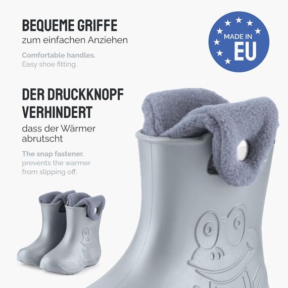 Ladeheid EVA Kinder Jungen Mädchen Gummistiefel Regenschuhe gefüttert Regenstiefel Gummischuhe LA-CA-04 (Grau, 22/23 EU)