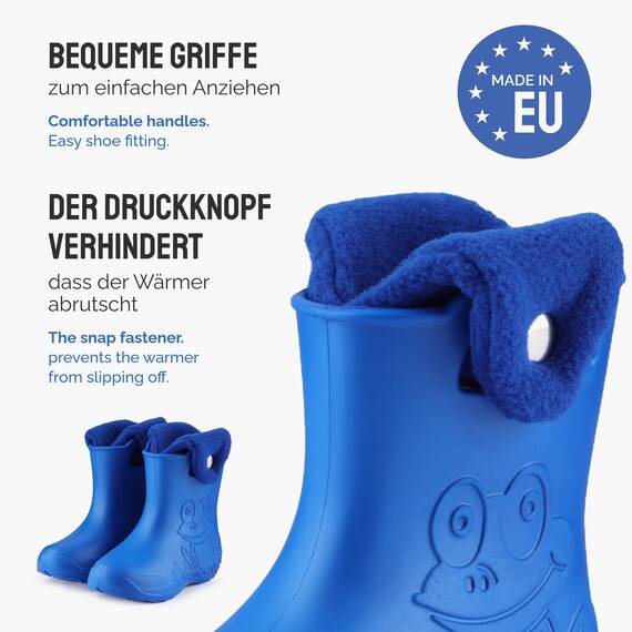 Ladeheid EVA Kinder Jungen Mädchen Gummistiefel Regenschuhe gefüttert Regenstiefel Gummischuhe LA-CA-04 (Blau/Marineblau, 24/25 EU)