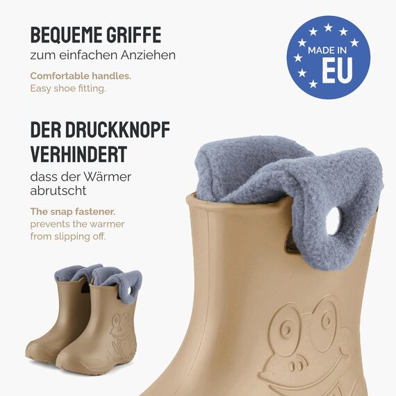 Ladeheid EVA Kinder Jungen Mädchen Gummistiefel Regenschuhe gefüttert Regenstiefel Gummischuhe LA-CA-04 Kamel, 26/27 EU