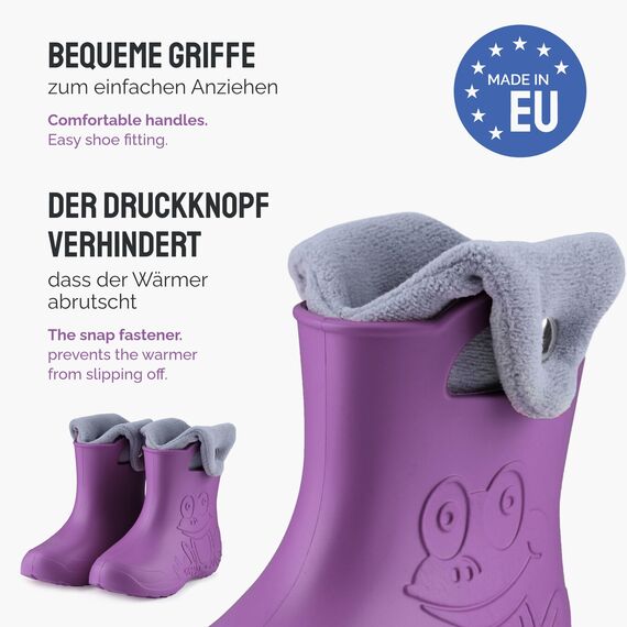 Ladeheid EVA Kinder Jungen Mädchen Gummistiefel Regenschuhe gefüttert Regenstiefel Gummischuhe LA-CA-04 (Lilla/Grau, 24/25 EU)