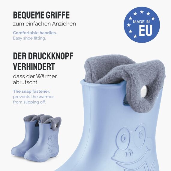 Ladeheid EVA Kinder Jungen Mädchen Gummistiefel Regenschuhe gefüttert Regenstiefel Gummischuhe LA-CA-04 (Hellblau, 22/23 EU)